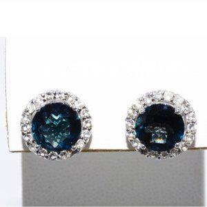 Natural 4 Cts Blue Topaz Sterling Silver Earrings